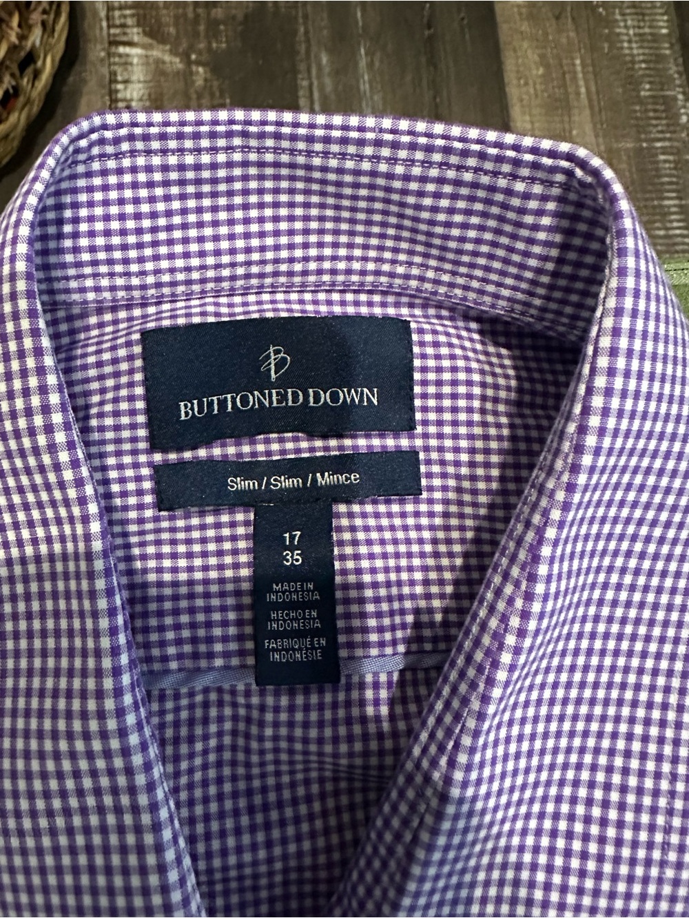 Buttoned Down Men's Purple Micro-Check Long-Sleeve Dress Shirt - Picture 3 of 5